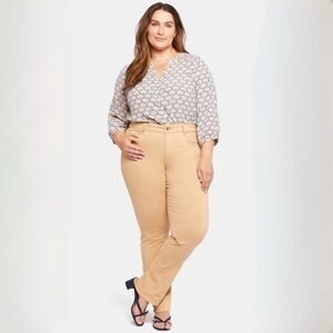 NYDJ Tan Marilyn Straight Jeans Size 18